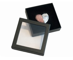 Silver Heart Shaped USB Drive Stick and Black Presentation Case