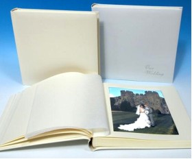 Leather Wedding Photo Album - Classic Two - Ivory White or Cream - Page Size 12 1/2" x 12 1/4"